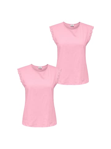 JACQUELINE de YONG T-Shirt  2-er Stück Set Kurzarm Spitzen Blusen Top JDYSALVA in Rosa