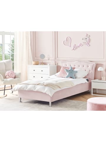 Beliani Einzelbett METZ in Rosa/Silber - (W) 126 x (H) 102 x (L) 217 cm