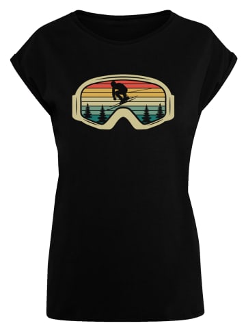F4NT4STIC Extended Shoulder T-Shirt Retro Skibrille Wintersport in schwarz
