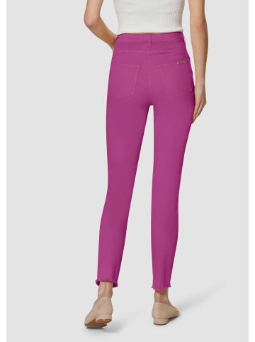 MADELEINE Mid Waist Skinny-Hose mit Fransen in magenta
