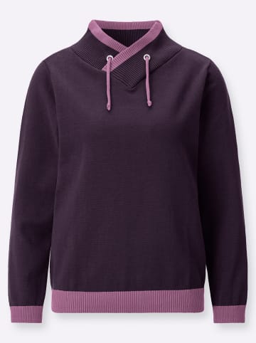 Sieh an! Langarm-Pullover in aubergine-violett