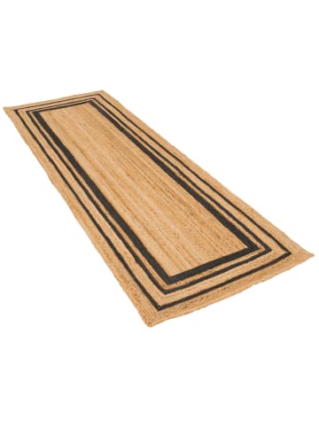Pergamon Naturfaser Teppich Läufer Jute Salsa in Anthrazit