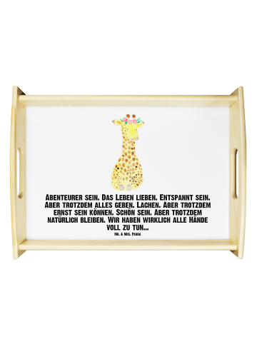 Mr. & Mrs. Panda Tablett Giraffe Blumenkranz mit Spruch in Weiß