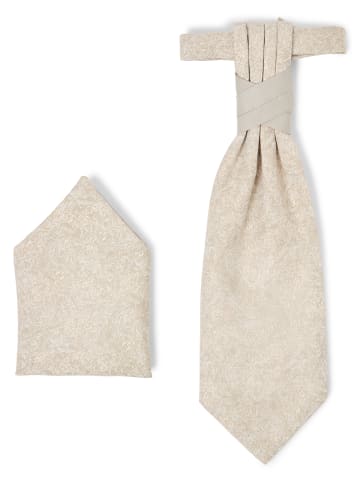 TZIACCO Plastron und Einstecktuch in kitt beige - 0001
