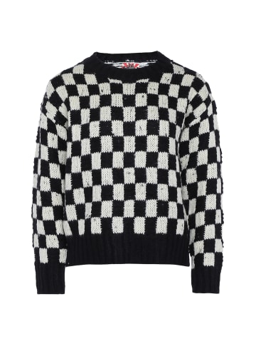 myMo ROCKS Damen Pullover in WEISS SCHWARZ KARIERT