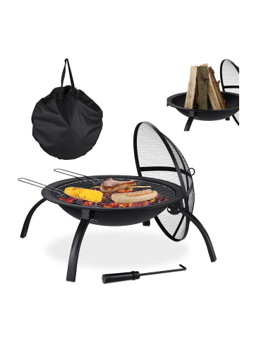 relaxdays Feuerschale in Schwarz Ø 56,5 cm