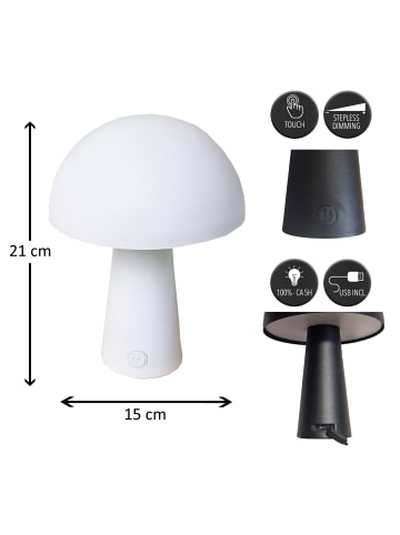 Coen Bakker LED Pilz Tischlampe IP44 Innen & Außen 15x21cm in Weiß