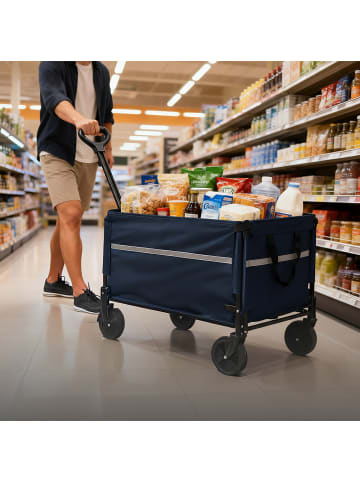 relaxdays Bollerwagen in Blau - (B)50 x (H)97 x (T)76 cm