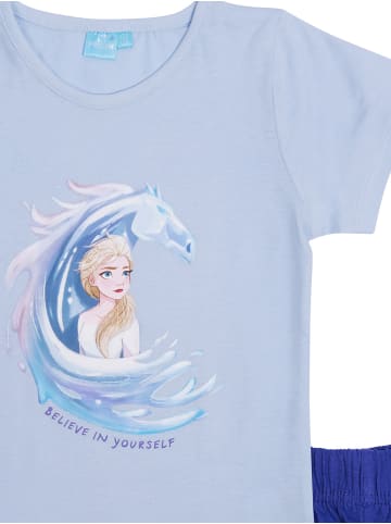 Disney Frozen Disney Frozen - Die Eiskönigin Schlafanzug - Pyjama Set Kurzarm in blau