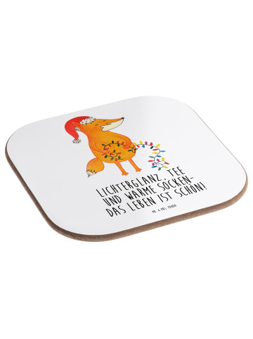 Mr. & Mrs. Panda Untersetzer Quadratisch Fuchs Weihnachten mit S... in Weiß