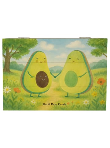 Mr. & Mrs. Panda Holzkiste Avocado Pärchen Design ohne Spruch in Weiß