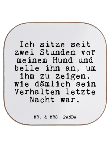 Mr. & Mrs. Panda Untersetzer Ich sitze seit zwei... mit Spruch in Weiß