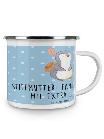 Mr. & Mrs. Panda Trinkbecher Stiefmutter Liebe mit Spruch in Blau Pastell