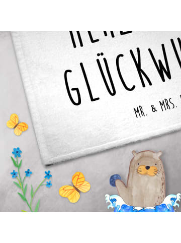 Mr. & Mrs. Panda Handtuch Bär Baby mit Spruch in Weiß