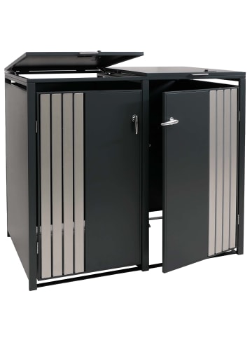 MCW 2er-Mülltonnenverkleidung MCW-O67, Anthrazit Edelstahl