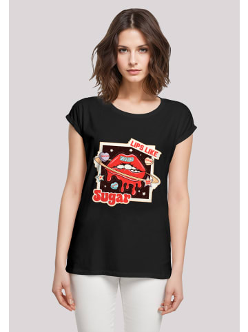 F4NT4STIC T-Shirt Lips like sugar retro Valentinstag in schwarz