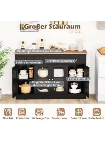 COSTWAY Sideboard 140 cm in Schwarz