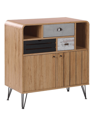 Beliani Sideboard KYLE in Heller Holzfarbton/Schwarz/Grau - (W) 80 x (H) 87 x (L) 40 cm