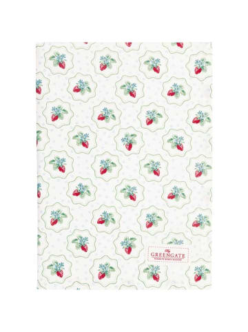Greengate Geschirrtuch BERRY PETIT Weiß mit Erdbeeren