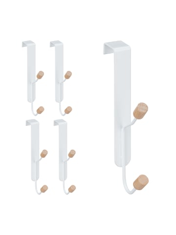 relaxdays 30x Türhaken in Weiß/Natur - (B)2 x (H)16 x (T)7 cm