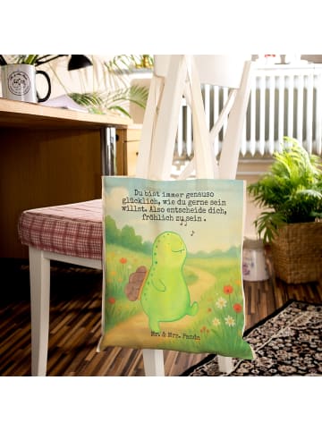 Mr. & Mrs. Panda Tote Bag Schildkröte Pfeifen Design mit Spruch in Weiß