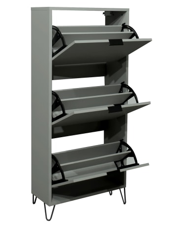 58 aufm Kessel SCHUHSCHRANK Erna 61x25x141 Pinie Green matt Lack