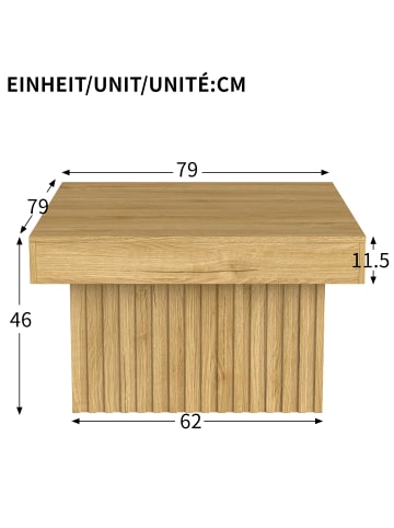 ABRIHOME Couchtische  mit PB Tischplatte und MDF Basis, 79x79x46 cm