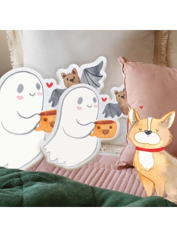 Mr. & Mrs. Panda Dekokissen Gespenst Kaffee ohne Spruch in Weiß