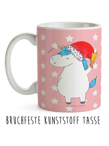 Mr. & Mrs. Panda Kaffeetasse Einhorn Weihnachtsmann ohne Spruch in Rot Pastell
