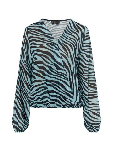 faina Bluse Mit Zebraprint in Hellblau Schwarz