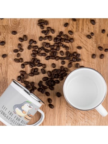 Mr. & Mrs. Panda Tasse Emaille Junggesellenabschied Spaß mit Spruch in Heather Grey