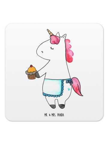 Mr. & Mrs. Panda Untersetzer für Gläser Einhorn Muffin ohne Spruch in Weiß