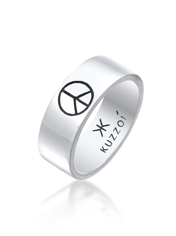 KUZZOI Ring 925 Sterling Silber Peace-Zeichen in Silber