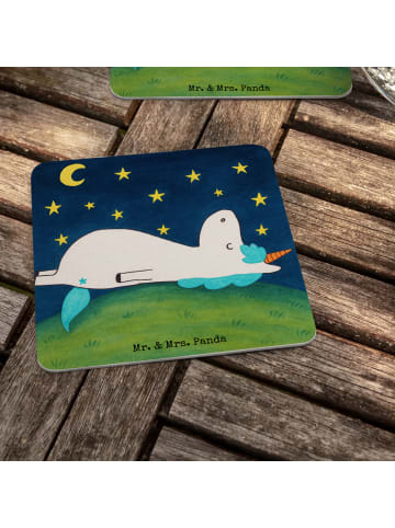 Mr. & Mrs. Panda Bierdeckel Einhorn Sternenhimmel Design ohne Sp... in Weiß