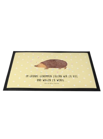 Mr. & Mrs. Panda Schmutzmatte Igel Herzen mit Spruch in Gelb Pastell
