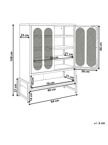 Beliani Büroschrank SOLETTA in Grün - (W) 84 x (H) 108 x (L) 35 cm