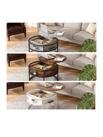 relaxdays Couchtisch in Weiß/ Braun - (H)46 x Ø80 cm
