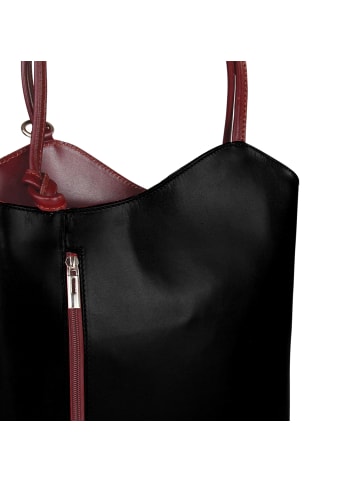 Toscanto Toscanto Schultertasche, Rucksack Leder schwarz, rot ca. 28cm