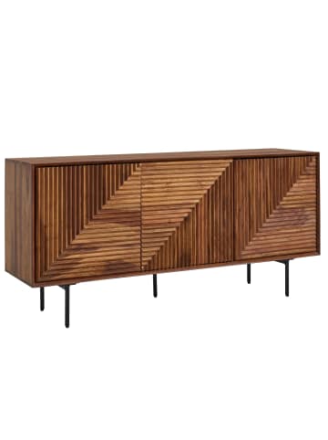 KADIMA DESIGN Sideboard aus Sheesham Holz und Metall, 148x72x40 cm, mit 3 Türen