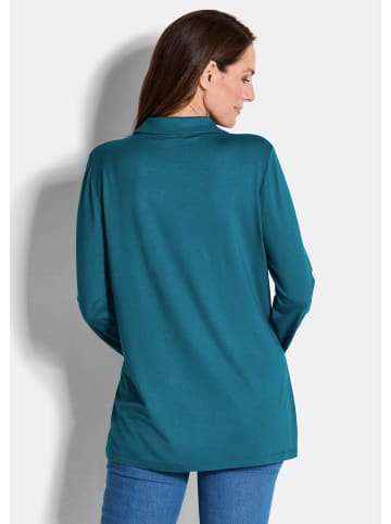 GOLDNER Kurzgröße:  Tunikashirt Halbarm Blusenshirt mit Hemdkragen in petrol