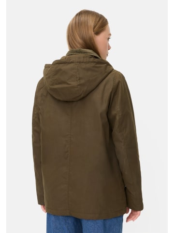 Camel Active Outdoor Jacke mit abnehmbarer Kapuze und Kordkragen in Dunkel Khaki