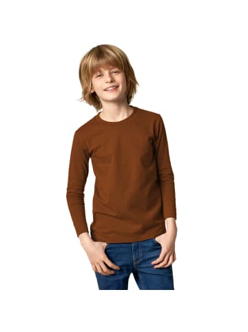 tectake Einfarbiges Langarm-Shirt für Kinder, braun