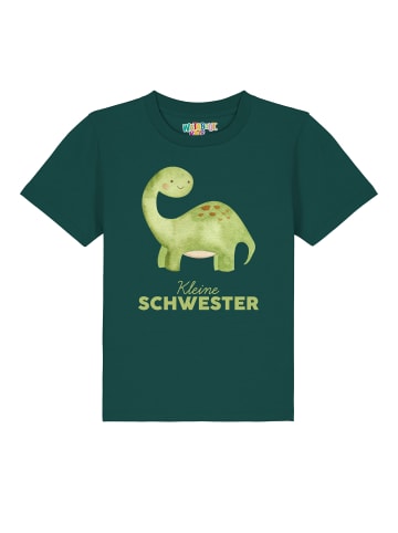 wat? Apparel T-Shirt Dinosaurier 04 Kleine Schwester in Dunkelgrün