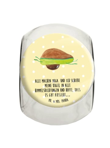 Mr. & Mrs. Panda Bonbonglas Avocado Yoga mit Spruch in Gelb Pastell