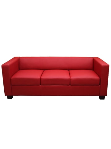 MCW 3er Sofa Lille, Leder, rot