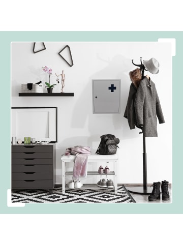 relaxdays Medizinschrank in Weiß/ Grau - (B)35,5 x (H)43 x (T)8 cm