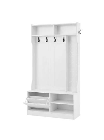 ABRIHOME Garderobenset mit Sitzbank in Weiß - 100×185.5×40 cm
