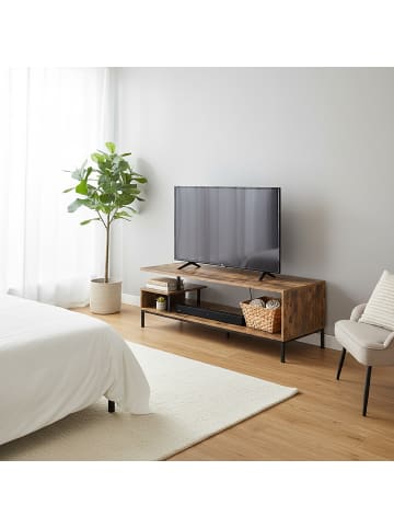 relaxdays TV-Lowboard in Braun/ Schwarz - (B)106 x (H)40 x (T)39,5 cm
