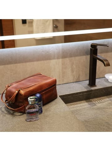 SID & VAIN Leder-Kulturtasche echt Leder Kulturtasche groß braun BRISTOL in braun