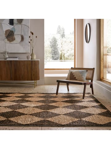KADIMA DESIGN Teppich Jute Flachgewebe Rauten Muster, Wohnzimmer in Braun